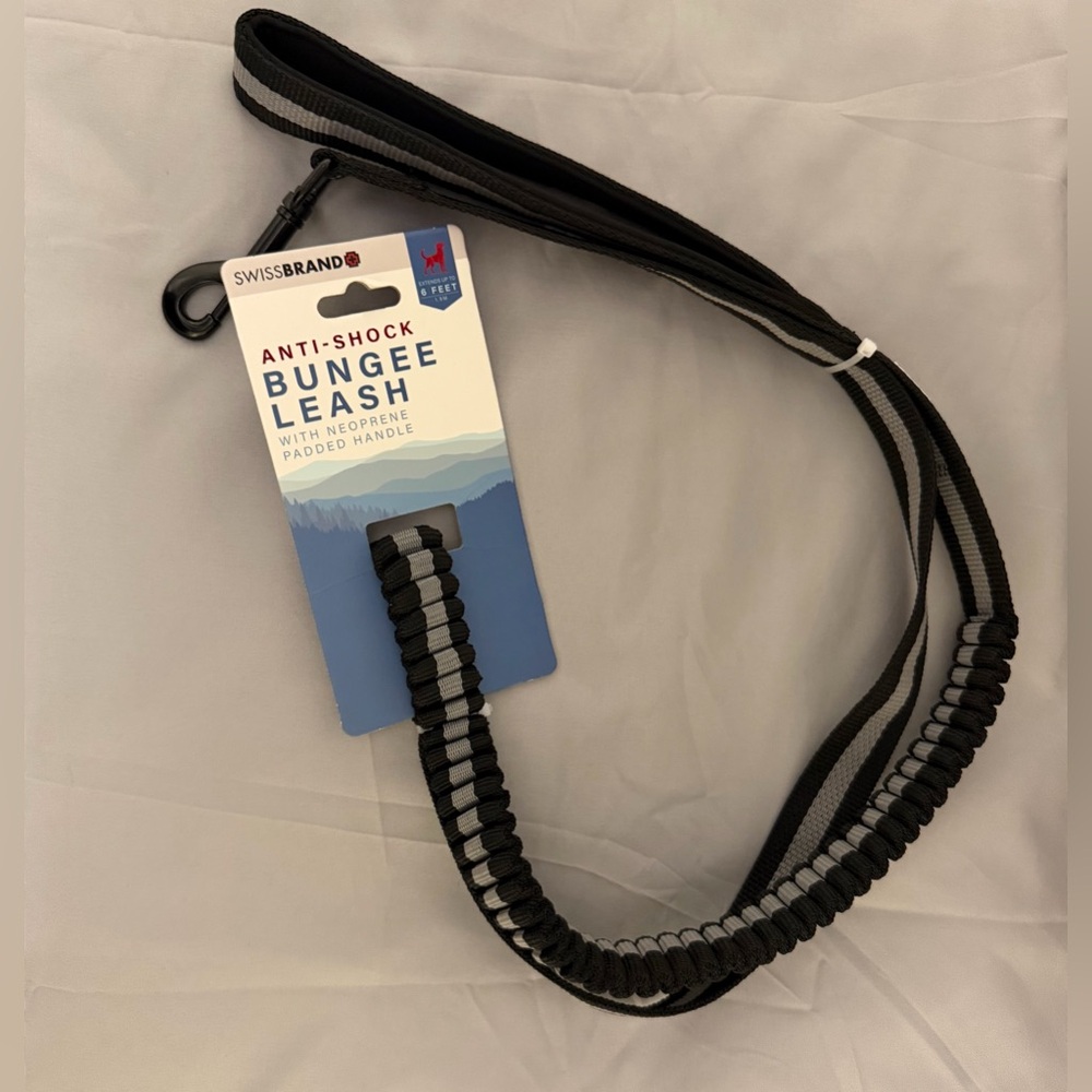 Black Anti-Shock Bungee Dog Leash